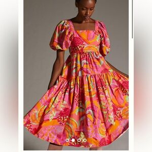 Farm Rio Puff-Sleeve Midi Dress size Small New without tags